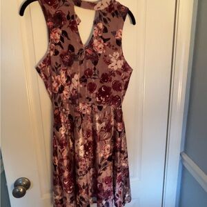 Floral Velvet Sleeveless Dress